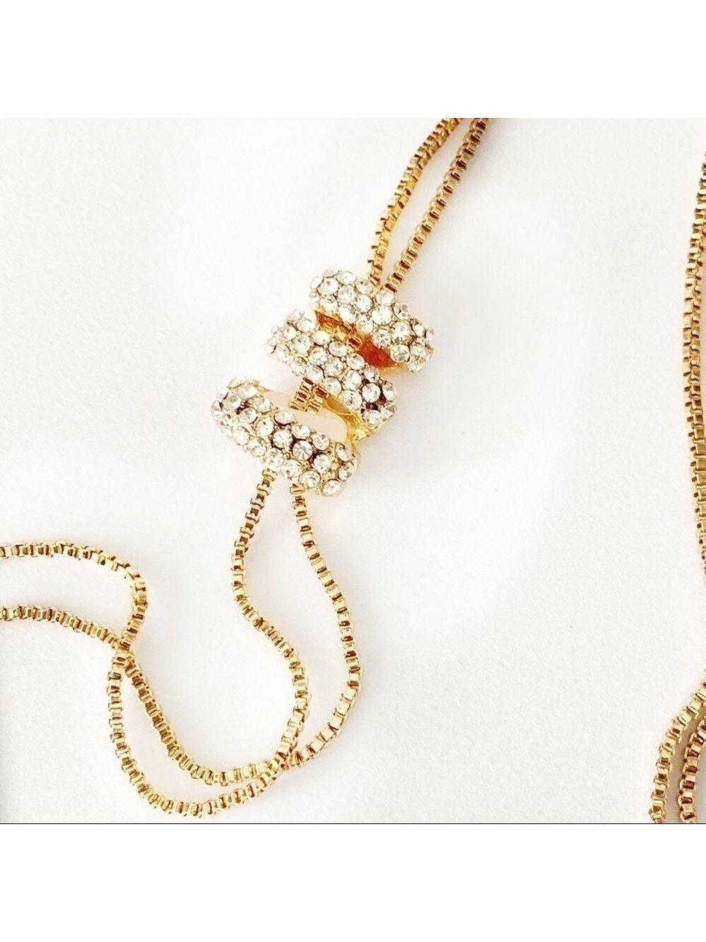 NEW-CRYSTAL Rows Movable/Adjustable/ Pearls Chain - Picture 3 of 8